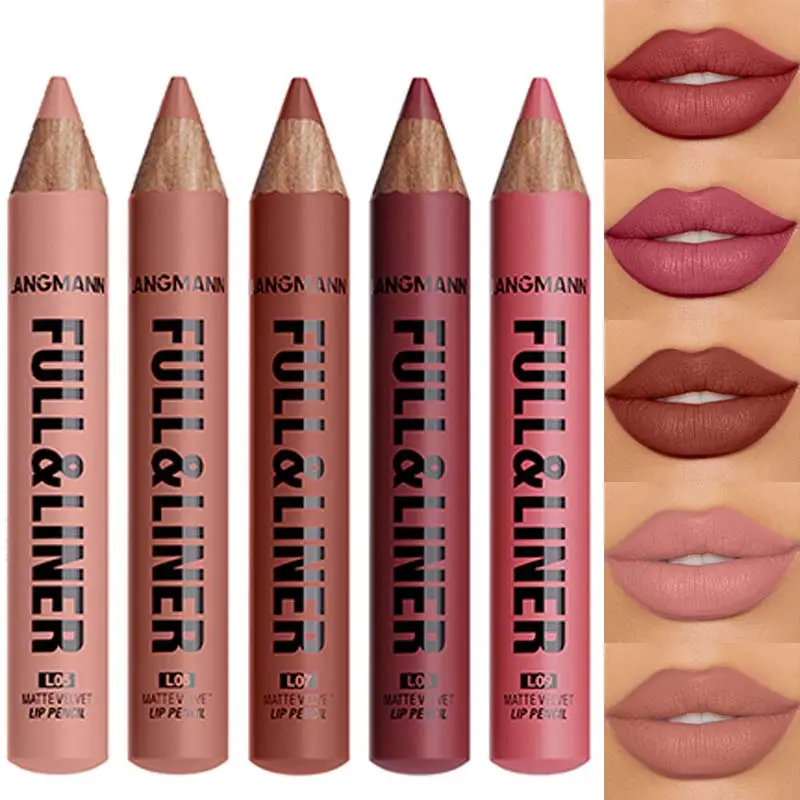 Vandtæt mat lipliner blyant Brun konturfarvet læbestift pen Langtidsholdbar 12 farve træ læbe liner blyant fuldlæbe makeup — image 2