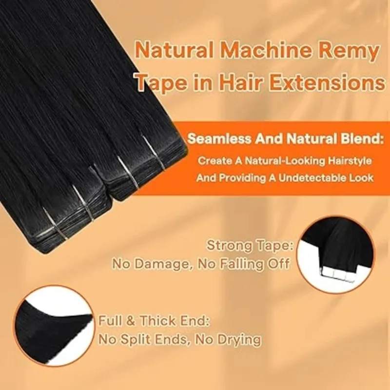 Full Shine Injection Remy Tape in Hair Extensions Pure Color Straight Remy 20 Pcs 50 Grams Skin Weft Thick Ends For Daily