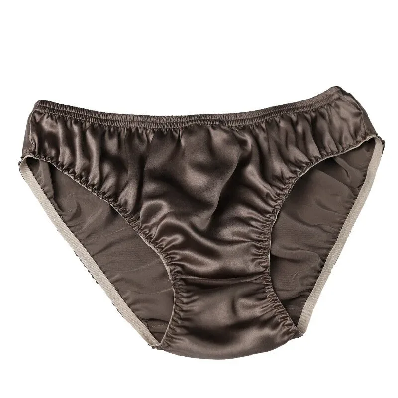 100% Mulberry Silk Men Sexy Underwear Wrinkle Briefs Breathable Male Panties Pure Silk Trigonometric Soft Man Underpants Summer — image 19