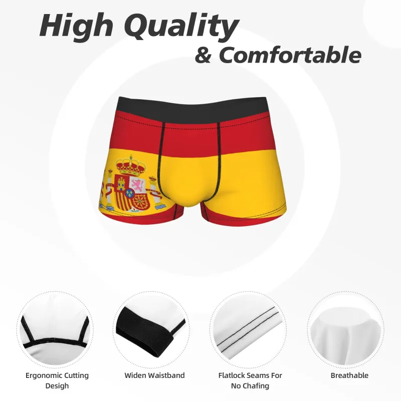 Spain Flag Boxer Brief Underwear Trenky Males Comfortable Boxershorts Design Oversize Underpants