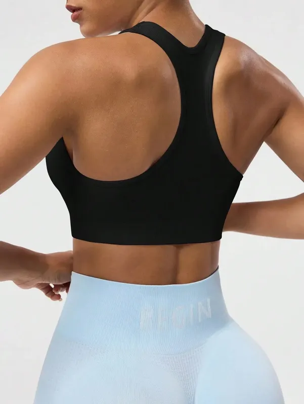 Seamless One-Piece Sports Bra with Wire-Free Support Bust Enhancement and Backless Design for Yoga and Outer Wear