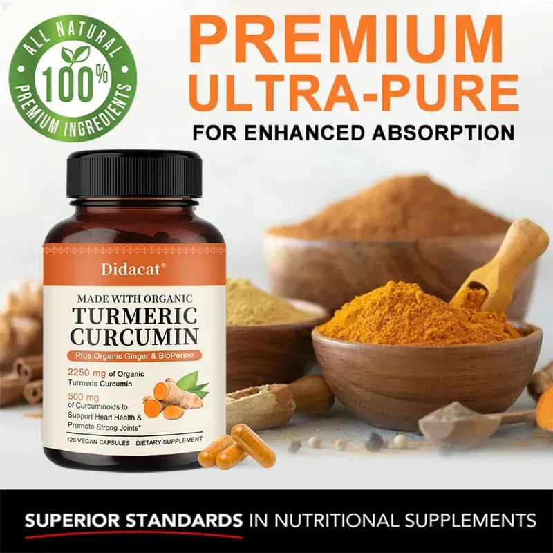 Turmeric Curcumin Capsules 2250mg Herbal Extract 95% Curcuminoids with Black Pepper Powerful Joint Support