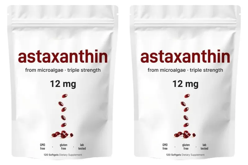 Astaxanthin 12mg Triple Strength Softgels Antioxidant for Eye Skin Joint & Immune Health From Haematococcus Pluvialis 120ct