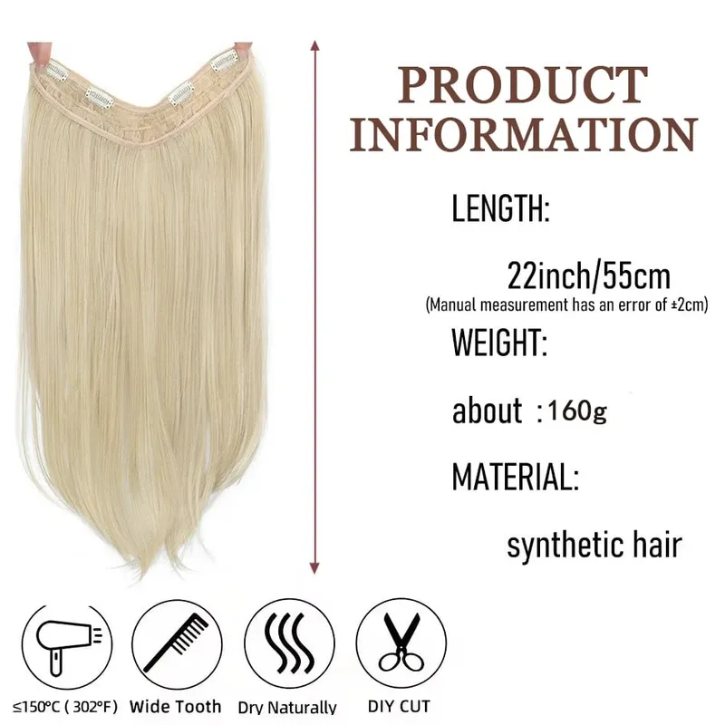 Synthetic Wig Women's Traceless Invisible U-shaped Layered Straight Hair With Inner Buckle Long Curly Hair Natural