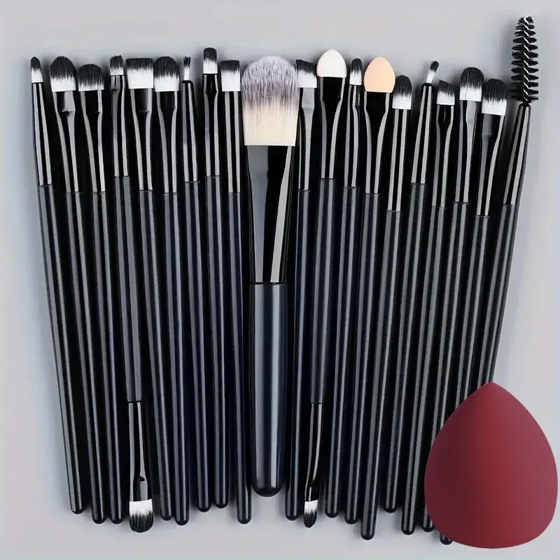 20Pcs Makeup Brushes Set Eyeliner Blending Cheeks Eye Cosmetic Foundation Brush with Makeup Sponge