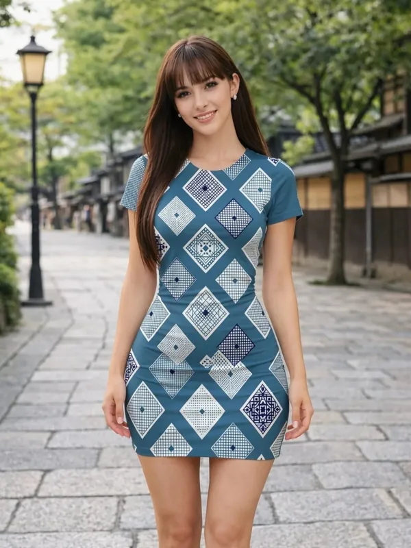 Womens Short Sleeve Bodycon Mini Dress Slim Fit Crew Neck Floral Print Casual Summer Party Fashion Lightweight Vacation Sundress