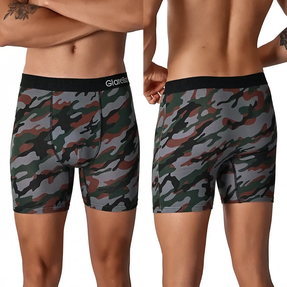 5pcs Set Mid-Long camo Cotton Brand Boxer Shorts for Men Underwear Male Underpants Briefs Boxershorts Slips Panties Breathable