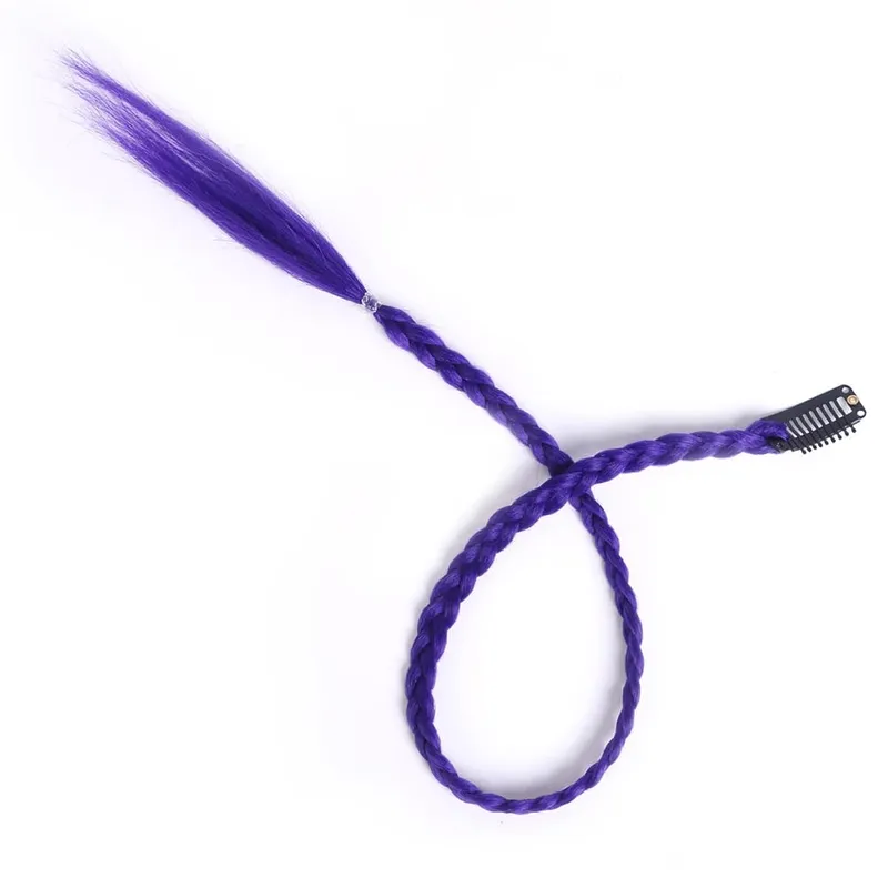Synthetische 5 Teile/los Clip-in Extensions Für Frauen Pferdeschwanz Regenbogen Geflecht Haar Verlängerung 22'' Ombre Haarteil Box Braid Mit Clip