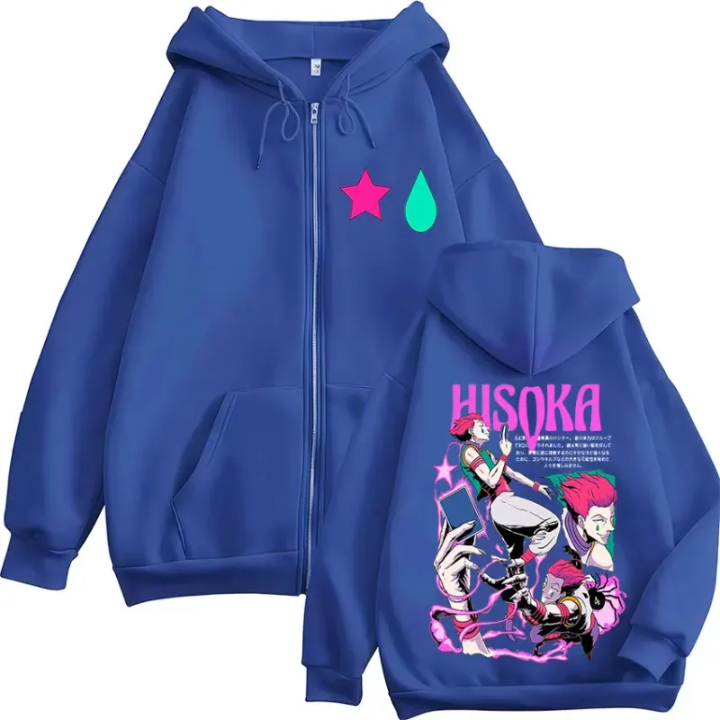 Anime Hunter X Hunter Phantom Troupe Hisoka Zipper Hoodies Men Women Clothing Oversized Casual Zip Up Hooded Sweatshirts Jackets