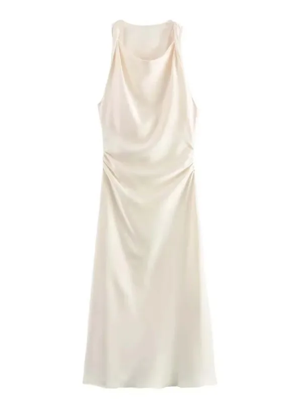 Satin Long Dresses for Women 2026 Summer Slip Midi Dress Woman Sexy Evening Party Dress Sleeveless Female Elegant Dresses