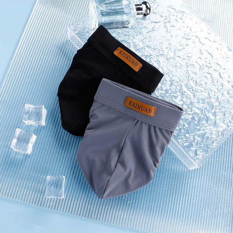 Men's Summer Ice Silk Mesh Briefs Quick Dry U-Pouch Separated Crotch Breathable Underwear Triangle Design for Comfort