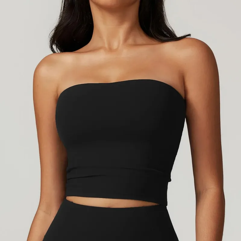 New Strapless Tube Tops For Women Gym Sports Yoga Vest Sexy Beautiful Back Padded Fitness Tanks Impact Quick Dry Workout Clothes