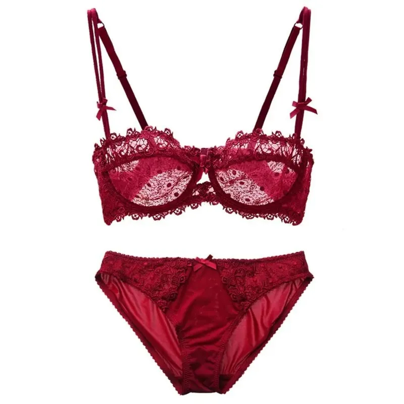 Women Summer White Lace Bra SetUltra‑Thin Breathable Mesh Sheer Sexy Deep V Push‑Up Comfortable Daily Lingerie Underwear Suit — image 6