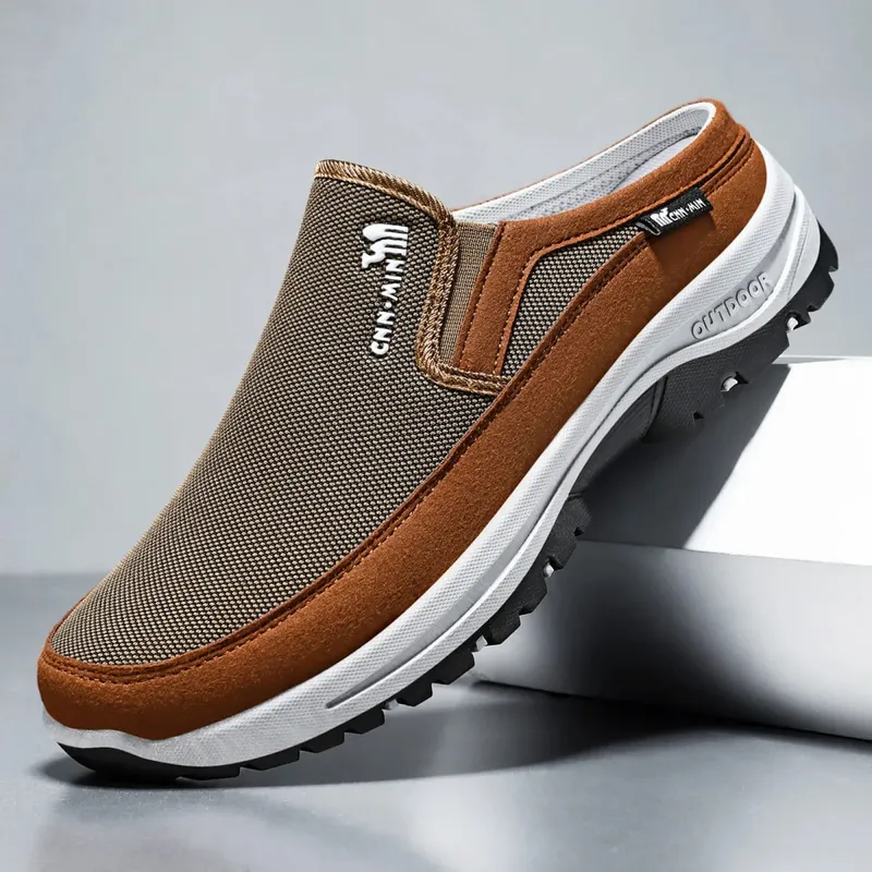 Men's shoes casual cloth shoes breathable lazy shoes toe caps outdoor sports half shoes