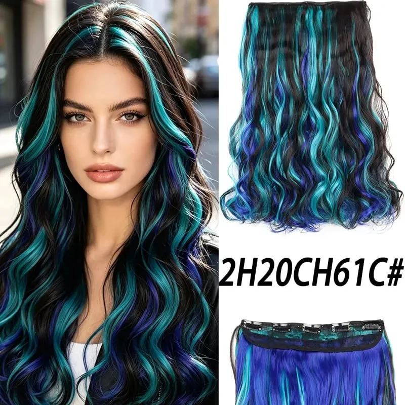 Synthetic 5 Clips in Hair Extensions Body wave Natural Hair Fake False Hair Piece Extentions For Women And Girl halloween wig