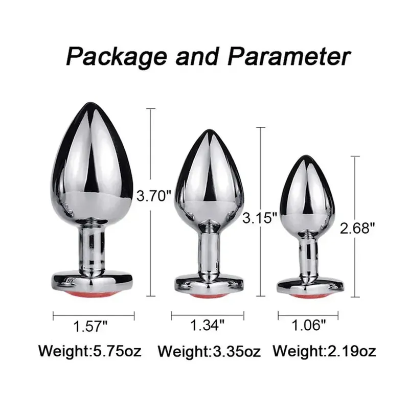 S/M/L Anal Plug Heart Metal Crystal Anal Plug for Women Removable Stainless Steel Butt Plug Men Stimulator Anal Sex Toys Dildo — image 6