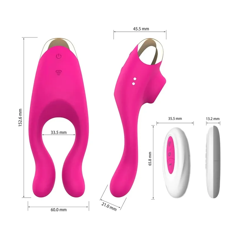 2 in1 Sucking Vibrator Penis Ring Sex Toy for Men Clitoris Sucker Stimulator Cock Ring Adult Products Scrotum Massager Couple 18