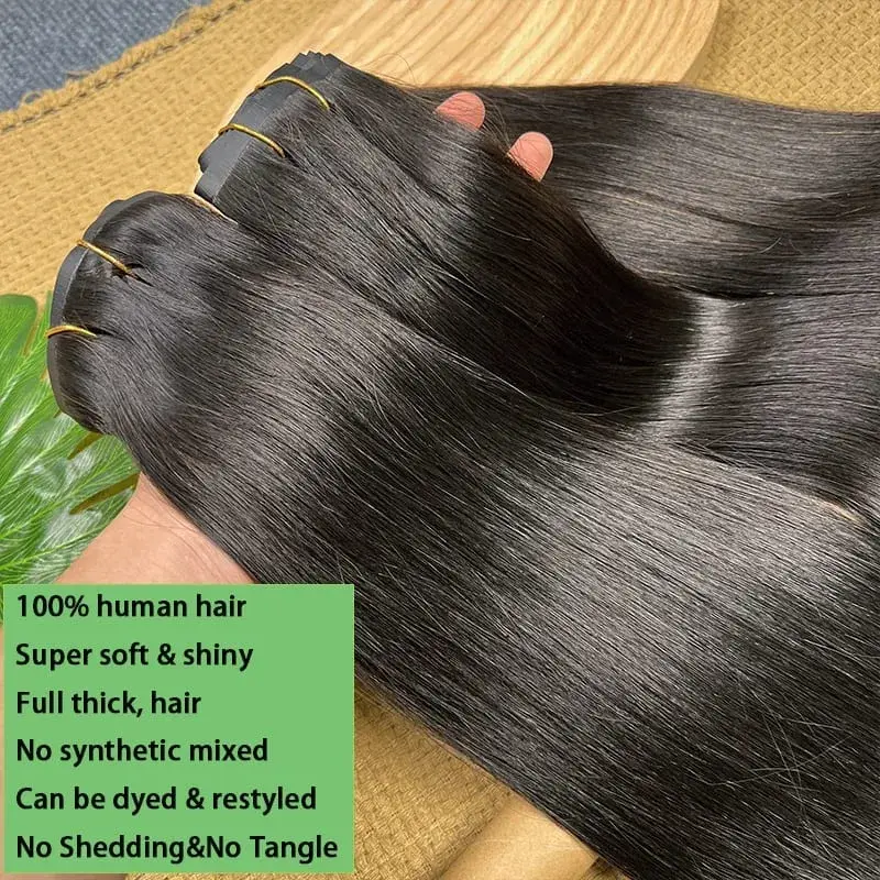 18A Seamless Straight Clip Ins Human Hair PU Invisible Clip In Hair Extensions 100% Raw Virgin Human Hair Double Weft 7Pcs/Set