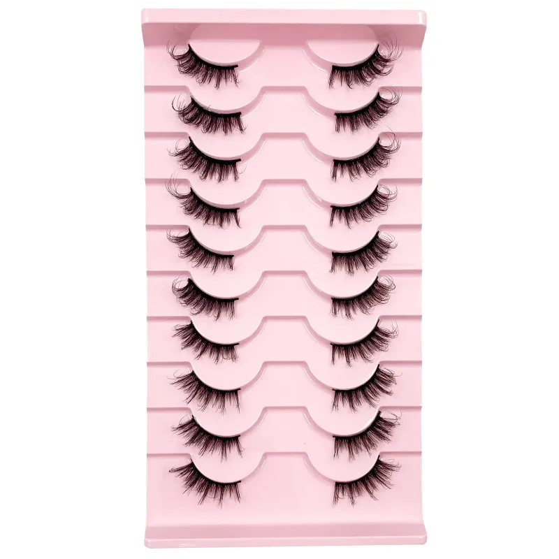 3D Cat Eye Lashes Half Eyelashes 10 Pares Half Lashes Natural Clear Stem False Eyelash Extension Makeup Faux Cils maquiag