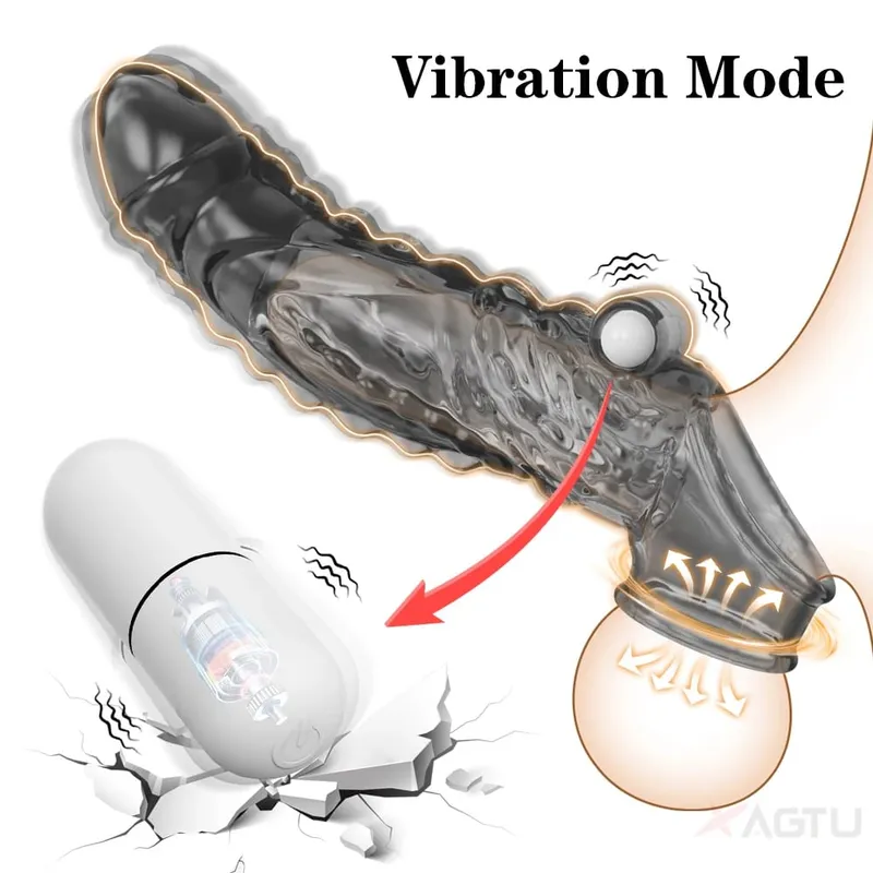 Vibrating Penis Sleeve for Men Penis Enlarge Penis Extension Penis G-Spot Vagina Vibrator Adult Goods Sex Toy for Couples