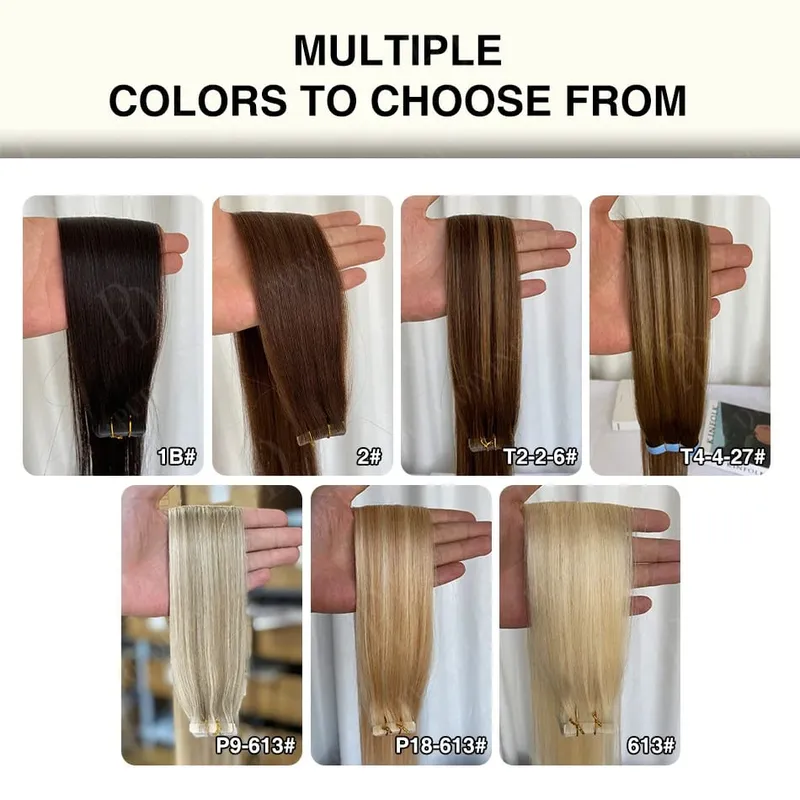 Invisible Tape In Hair Extensions Real Human Hair Seamless PU Skin Weft Human Hair Tape Ins 2.5g/pc 50g/set 22 24 Inches