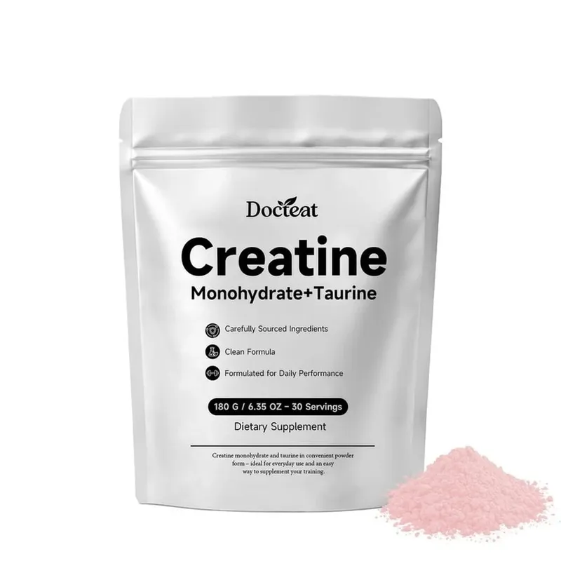 Docteat Creatine Monohydrate+Taurine Powder for ATP Regeneration Speed and Phosphocreatine Store Support 30 Servings 180 G