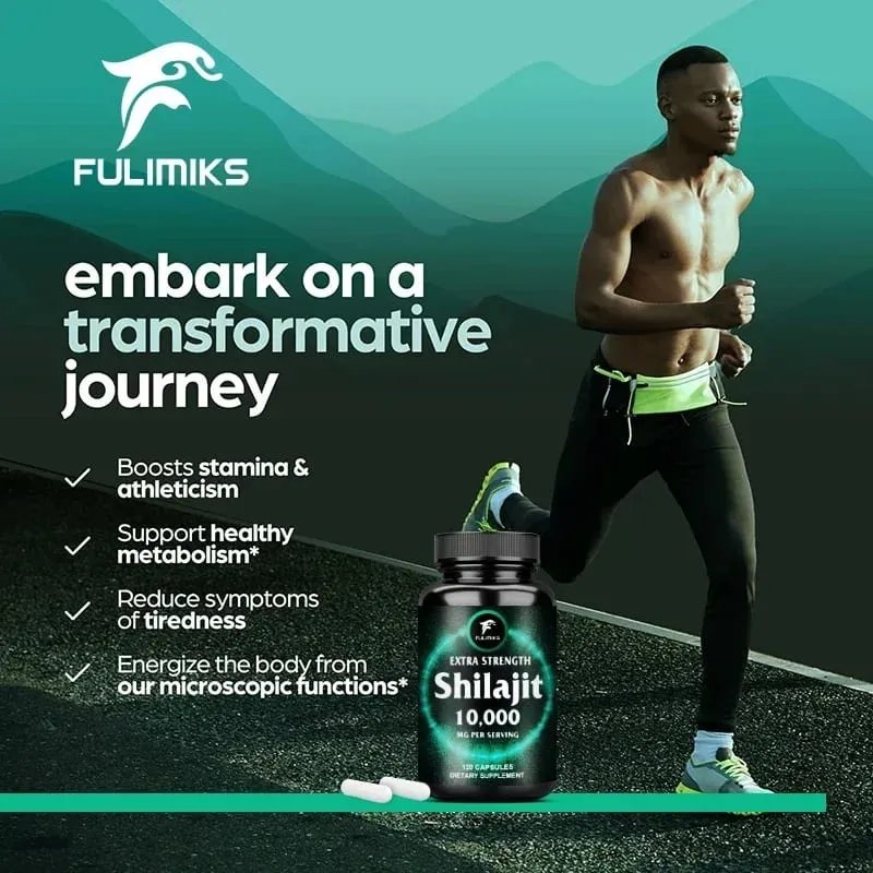Fulimiks Shilajit 10000mg Caapsules with Pure Himalayan Extract & Fulvic Acid Support Daily Vitality Stamina Overall Health