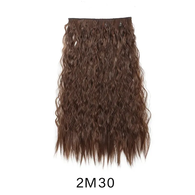 24Inch Synthetic Long Kinky Curly Hair High Temperature Corn Wave Hair Extension Clip in Fiber Hairpieces for Women
