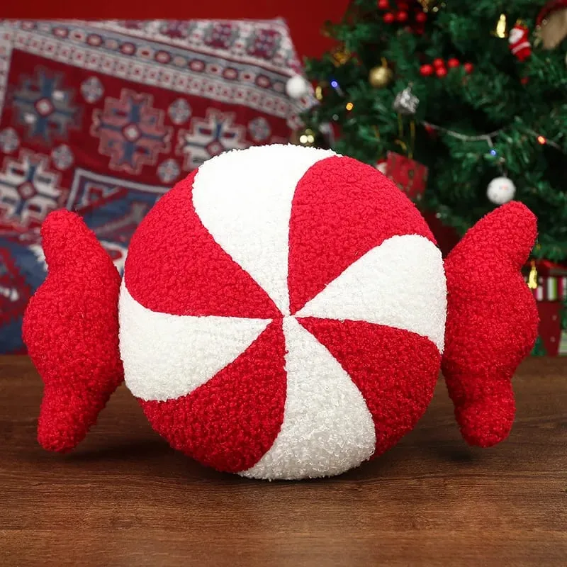 Classic Christmas Series Throw Pillow Candy Lollipop Snowflake Xmas Scepter Balls Doll Soft Sofa Cushion Festival Home Decor