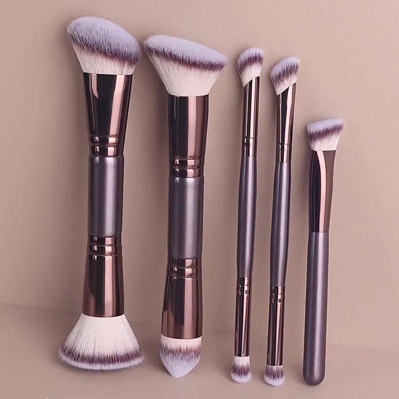 5pcs Jumbo Soft Makeup Brush Set Synthetic Bristles Non-Irritating Face Powder Rouge Eyeshadow Brush Complete Set Starter Afford