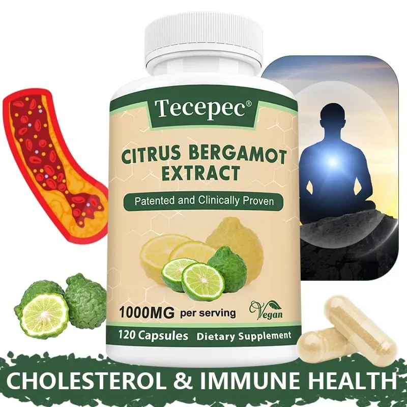 Citrus Bergamot 1000mg Capsules Antioxidant Supplement Support Immune Heart Cholesterol Cardiovascular & Blood Sugar Health