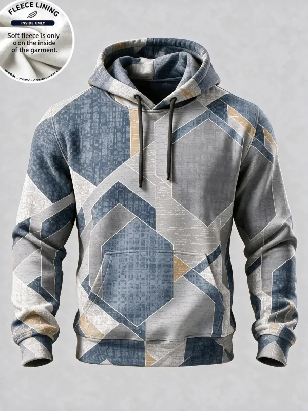 3D Printed Fleece Hoodie Rainbow Zigzag Wave Pattern Pullover Long Sleeve Kangaroo Pocket Casual Sweatshirt Tops