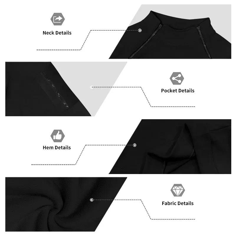 Men Fleece Stand Collar Sweatshirt Diagonal Zipper Arm Pocket Long Sleeve Loose Casual Pullover Autumn Winter Outdoor Tops