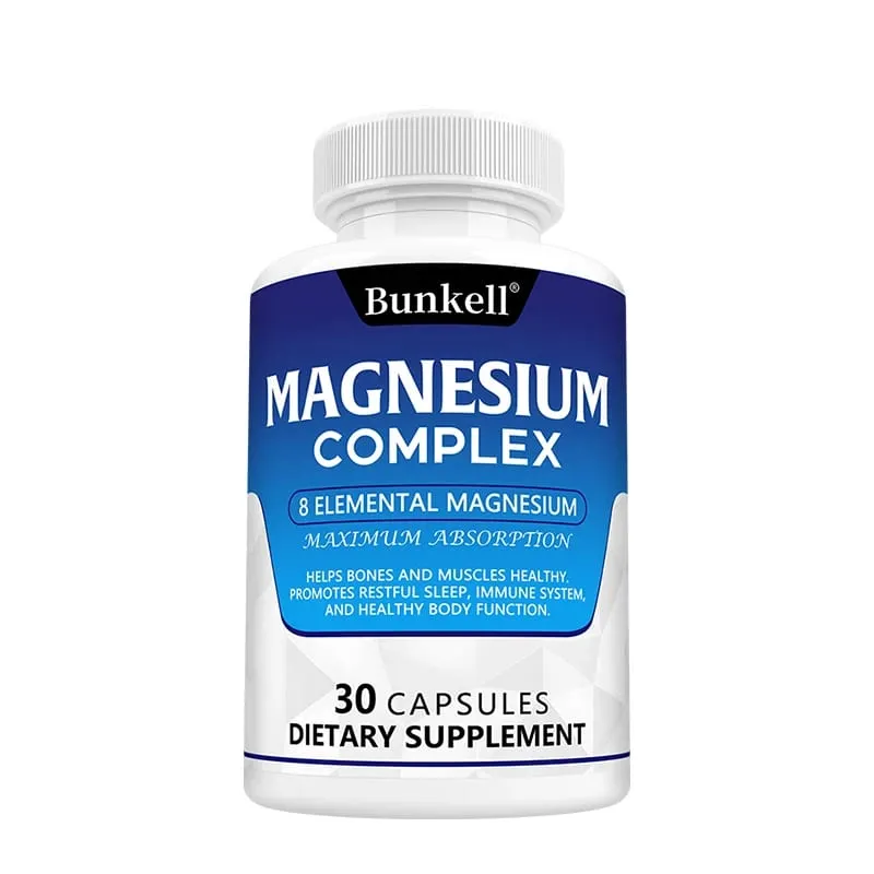 Magnesium Complex Supplement 8 Elemental 1000mg - for Bones Muscle Recovery Energy Vegan Non-GMO 120 Capsules