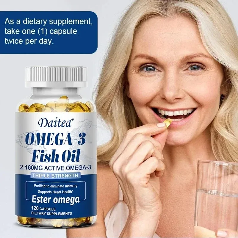 Omega 3 fiskeolie - EPA & DHA højeste styrke til led- og hjernestøtte Hjertesundhedsøjne