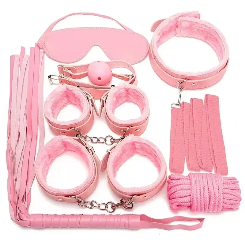 Sexy Toys for Cosplay Couples Adult Products 18 Handcuffs Erotic Accessories Bondage Hemp Rope Mask Sex SM BDSM Bondage Kit Set