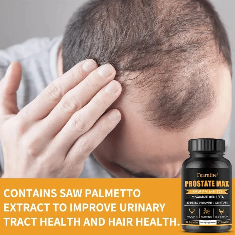 Suplemen Saw Palmetto Prostat - 30 Ekstrak Tumbuhan Vitamin & Mineral untuk Kesihatan Prostat Lelaki Kencing & Pertumbuhan Rambut
