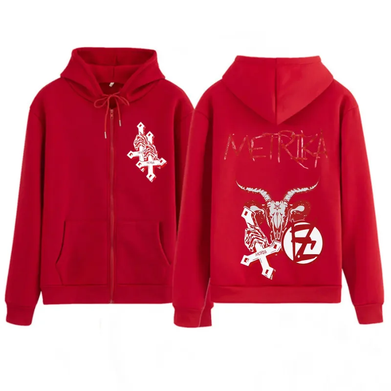 Singer Metrika Album Tour 2026 Print Zipper Hoodie Men Women Fashion Sweatshirts Winter Casual Hip-hop Oversized Zip Up Jacket