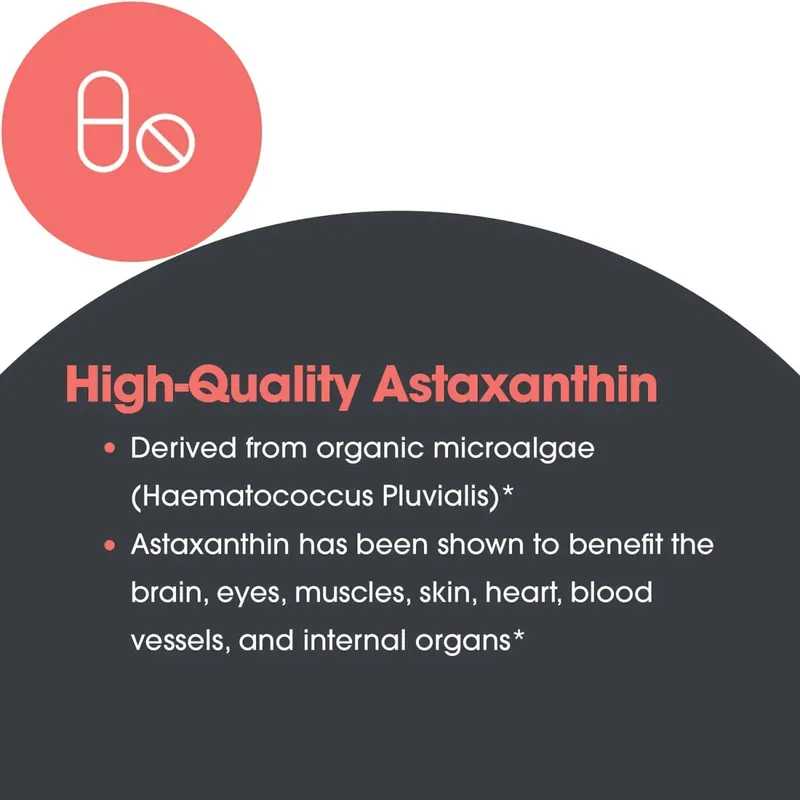 Astaxantina 12 mg Suplemento antioxidante Cápsulas blandas para mujeres y hombres Fórmula premium de triple fuerza | Sin OGM Sin gluten Sin soja