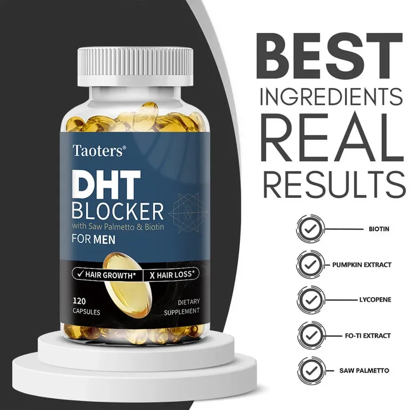 DHT Blockers for Men - with Saw Palmetto & Biotin Promote Natural Hair Growth Increase Vitality and Maximize Absorption
