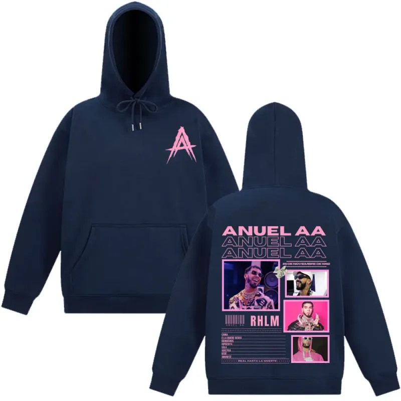 Rapper Anuel AA Album 2025 Graphic Hooded Sweatshirts Men Women Hip Hop Gothic Autumn Winter Pullover Casual Classic Sportswear