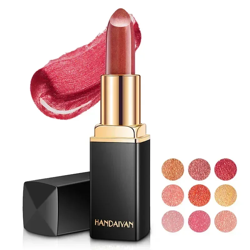 Brand Professional Lips Makeup Waterproof Shimmer Long Lasting Pigment Nude Pink Mermaid Shimmer Lipstick Luxury Makeup Cosmetic — image 4