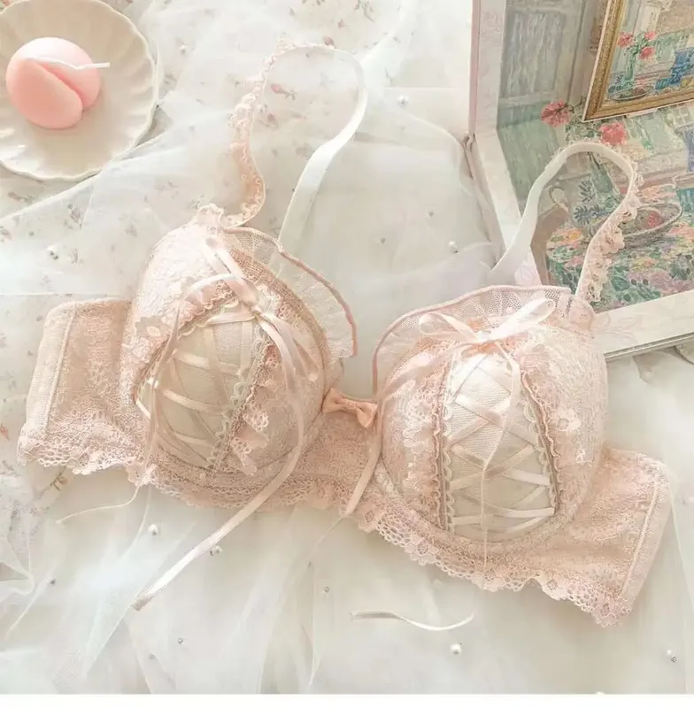 Japansk sød ren vind blonde undertøj kvindelig lille bryst samling anti-sag ny pige Lolita bh sæt