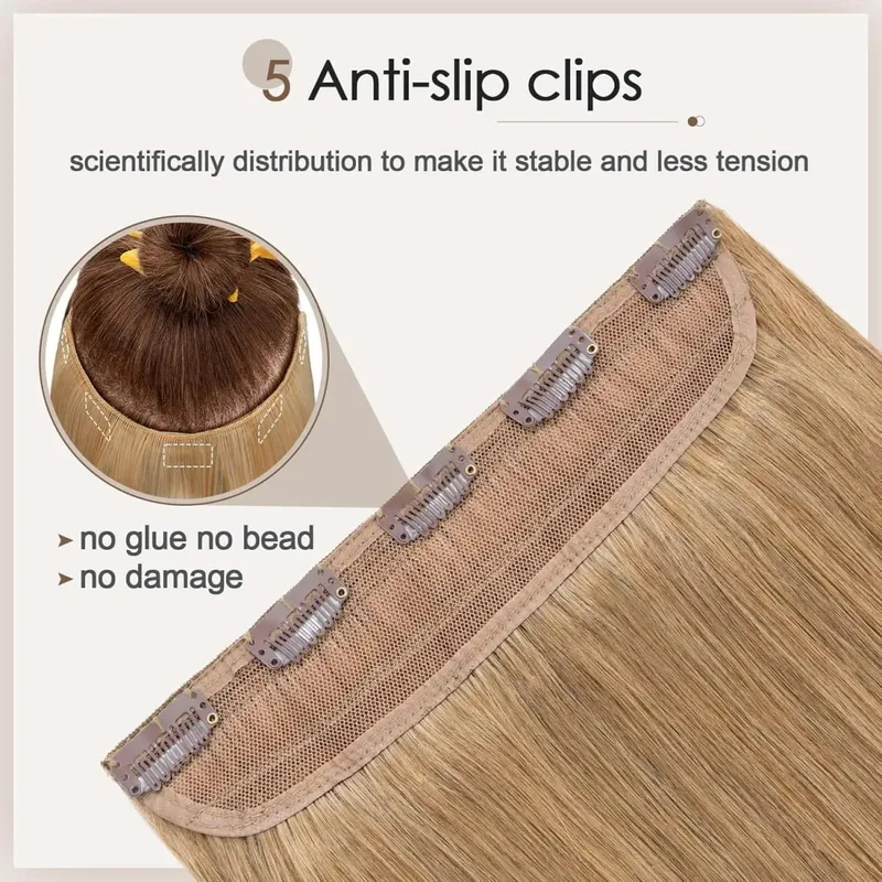 #8 Straight Clip Ins Human Hair Extensions 100% Human Hair 3/4 Full Head One Piece 5 Clips In Hair Extensions 100G/Set For Woman