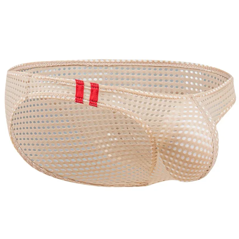 Men Briefs Summer Breathable Holes Underwear U Convex Thin Low Waist Briefs Slip Underpants Calzoncillos