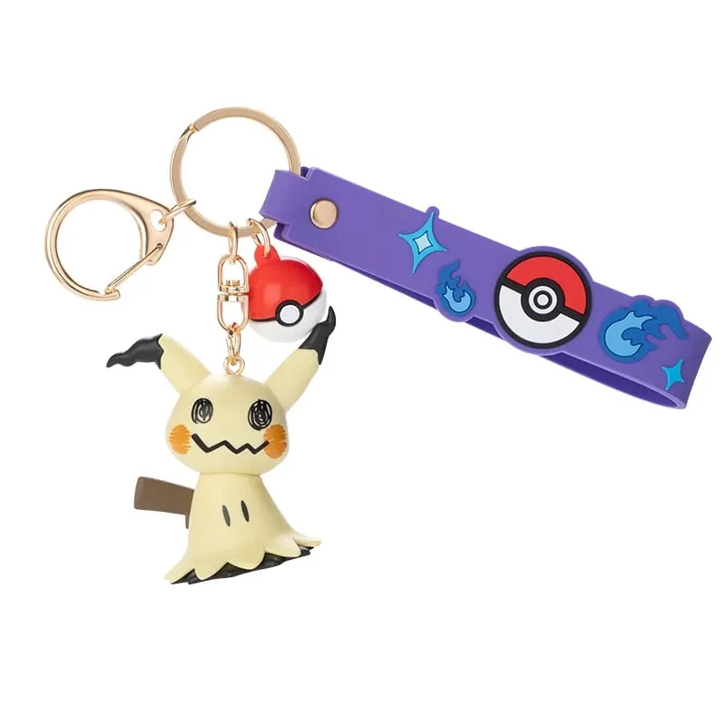 正版寶可夢皮卡丘鑰匙圈 Gengar Morpeko Cubone Snorlax Mimikyu 動漫動作人偶玩具鑰匙圈香水吊墜禮物