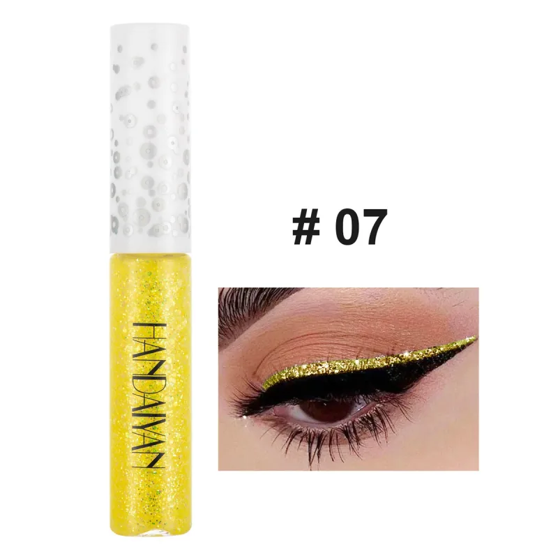 12 Renk Parlak Göz Gömlekleri Pigment Gümüş Gül Altın Renk Glitter Likit Eyeliner Metalik Renkli Makyaj Kadınlar Için