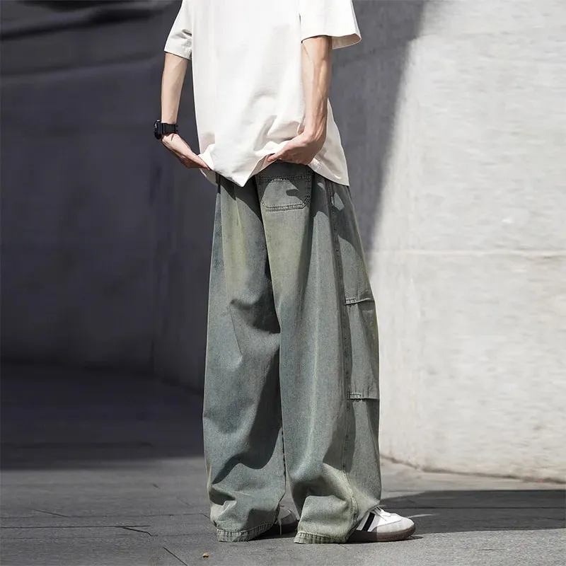Man Pants Mens Jeans American Trendy Casual Straight Leg Workwear Trousers Loose Fit Spring Summer