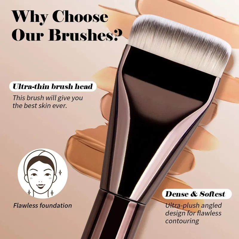 3pcs Makeup Brushes Aluminum Tube Makeup Brush Foundation Makeup Brush Thin Foundation Brush Kabuki Makeup Tools for Girl