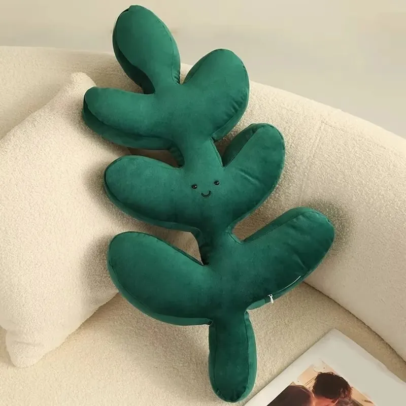 New Cartoon Creative Leaf Green Plant Leaf Back Cushion Adult Pillow Cushion Home Indoor Decor Seat Pad